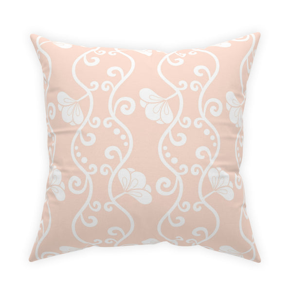 Curvy White Vine on Blush Pink Broadcloth Pillow 4 Sizes Square and 1 Lumbar Size, Home Decor, Pillows, Throw Pillow
