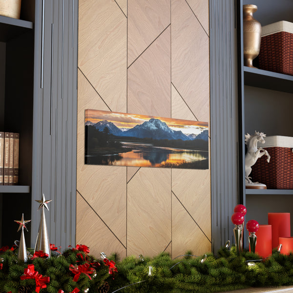 Grand Tetons Mount Moran Wyoming Canvas Wall Art Gallery Wrap 36" x 12"