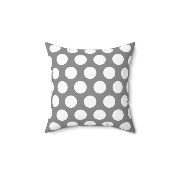 Gray White Polka Dot Reverse Pattern Spun Polyester Square Pillow in 4 Sizes, Home Decor, Throw Pillow