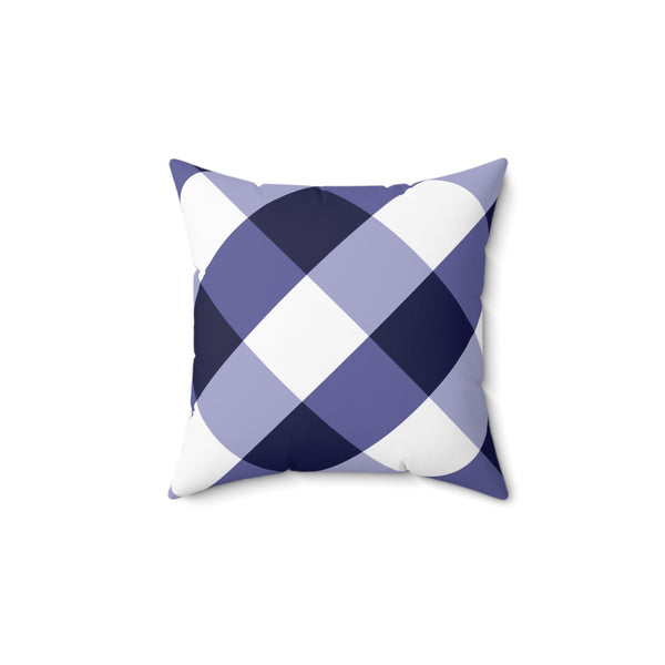 Gingham Blueberry And White Check Spun Polyester Square Pillow in 4 Sizes, Home Decor, Throw Pillow