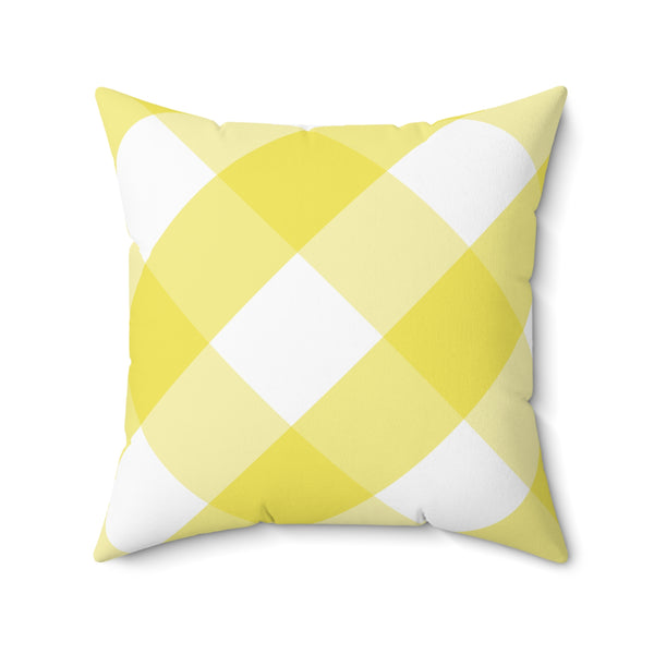 Gingham Yellow And White Check Spun Polyester Square Pillow in 4 Sizes, Home Decor, Throw Pillow
