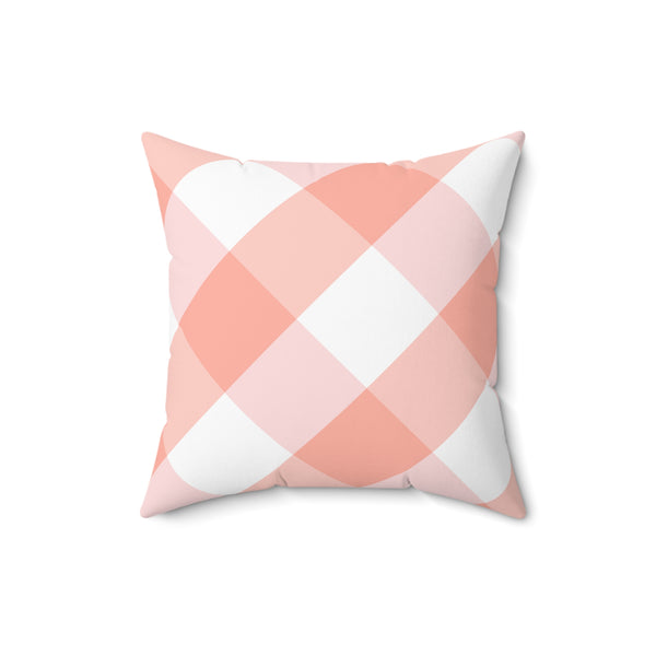 Gingham Pink And White Check Spun Polyester Square Pillow in 4 Sizes, Home Decor, Throw Pillow