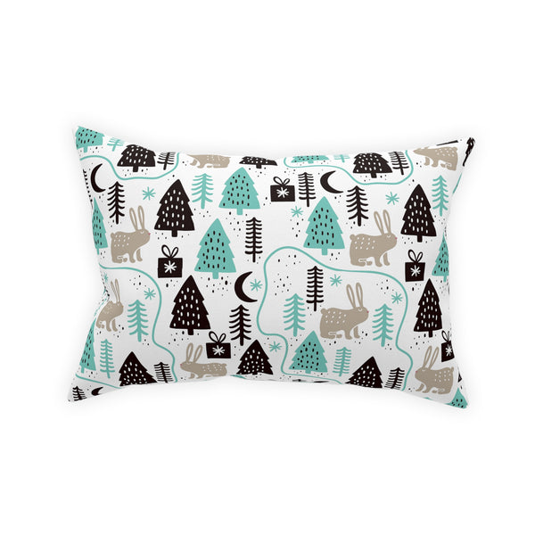 Rabbits In The Trees Holiday Design Broadcloth Pillow 4 Sizes Square and 1 Lumbar Size, Home Decor, Pillows