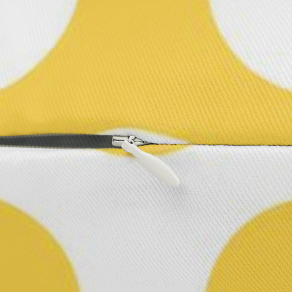 Yellow And White Polka Dot Reverse Spun Polyester Lumbar Pillow 20 x 14, Home Decor, Throw Pillow