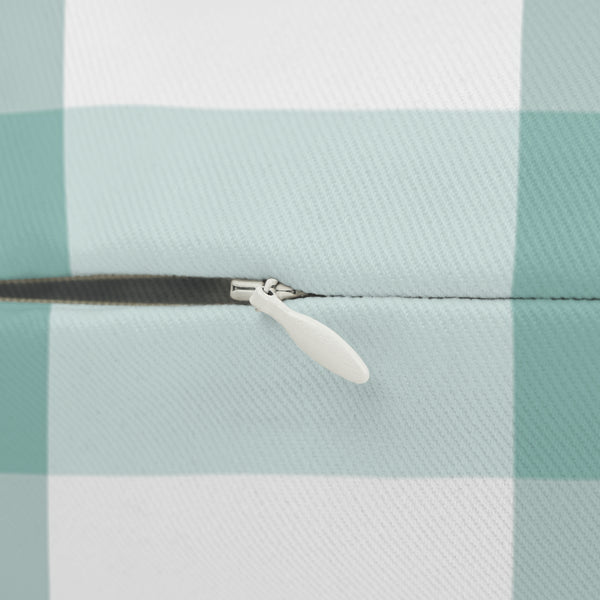 Gingham Green And White Check Spun Polyester Lumbar Pillow 20 x 14, Home Decor, Throw Pillow