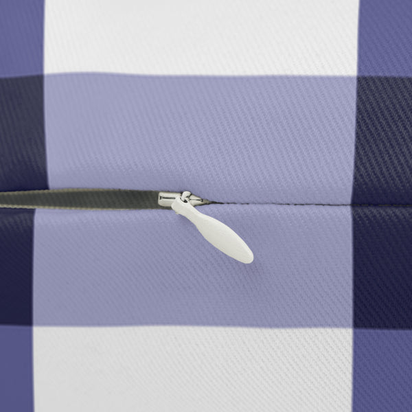 Gingham Blueberry And White Check Spun Polyester Lumbar Pillow, Home Decor, Throw Pillow Lumbar Pillow