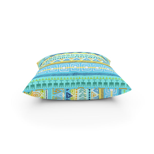 Hip Print Original Turquoise Yellow Blue Broadcloth Pillow 4 Sizes Square and 1 Lumbar Size, Home Decor, Pillows