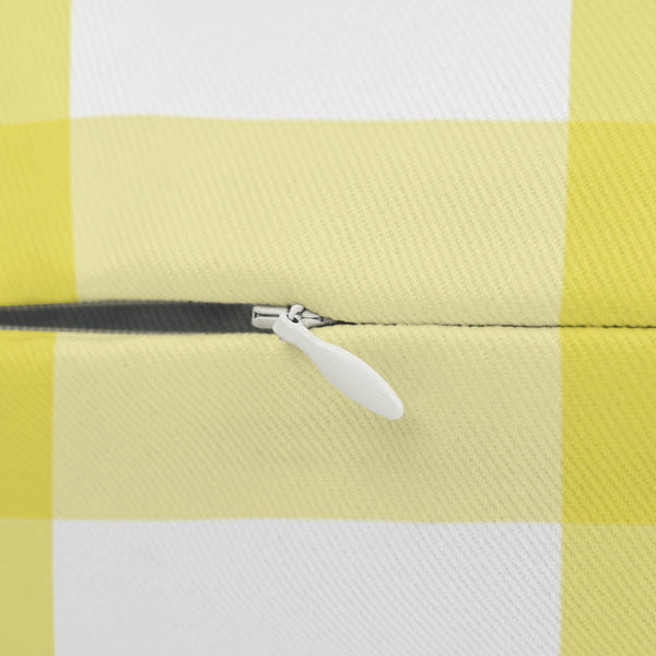 Gingham Yellow And White Check Spun Polyester Lumbar Pillow 20 x 14, Home Decor, Throw Pillow