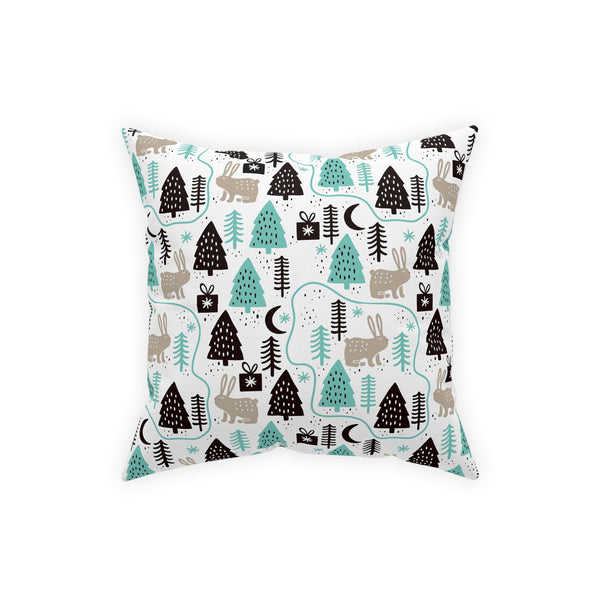 Rabbits In The Trees Holiday Design Broadcloth Pillow 4 Sizes Square and 1 Lumbar Size, Home Decor, Pillows