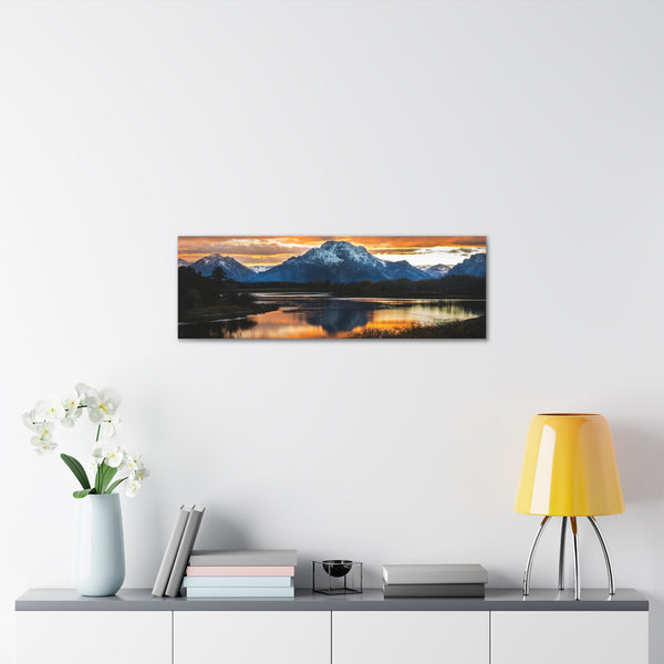 Grand Tetons Mount Moran Wyoming Canvas Wall Art Gallery Wrap 36" x 12"