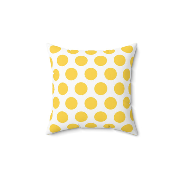 Yellow And White Polka Dot Reverse Pattern Spun Polyester Square Pillow in 4 Sizes, Home Decor, Throw Pillow