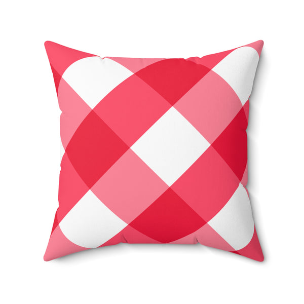 Gingham Red And White Check Spun Polyester Square Pillow in 4 Sizes, Home Decor, Throw Pillow