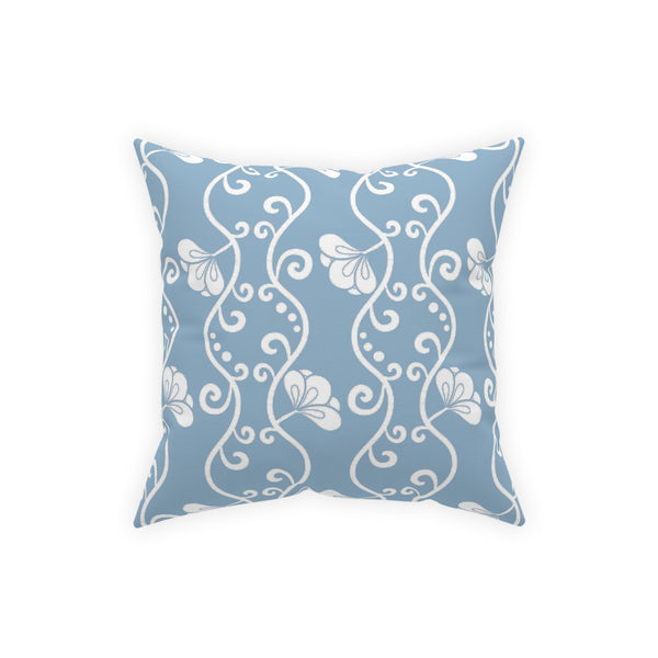 Curvy White Vine on Soft Blue Broadcloth Pillow 4 Sizes Square and 1 Lumbar Size, Home Decor, Pillows, Throw Pillow