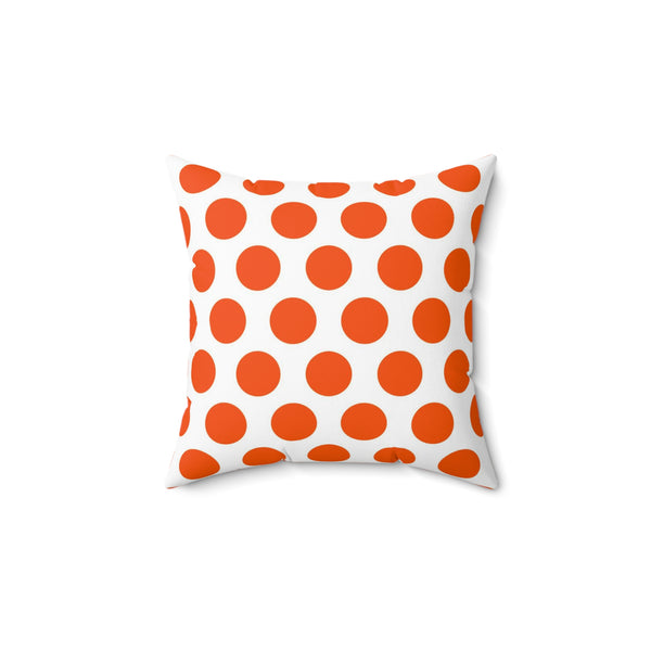 Tangerine And White Polka Dot Reverse Pattern Spun Polyester Square Pillow in 4 Sizes, Home Decor, Throw Pillow