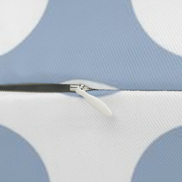 Blue And White Polka Dot Reverse Spun Polyester Lumbar Pillow 20 x 14, Home Decor, Throw Pillow