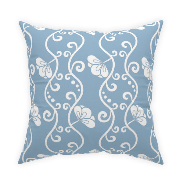 Curvy White Vine on Soft Blue Broadcloth Pillow 4 Sizes Square and 1 Lumbar Size, Home Decor, Pillows, Throw Pillow