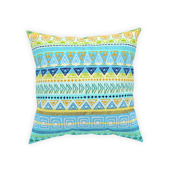 Hip Print Original Turquoise Yellow Blue Broadcloth Pillow 4 Sizes Square and 1 Lumbar Size, Home Decor, Pillows
