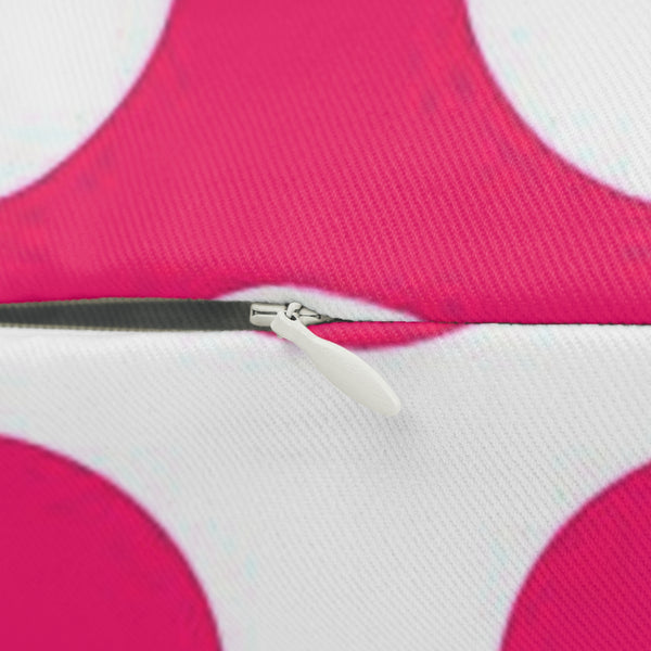 Hot Pink And White Polka Dot Reverse Spun Polyester Lumbar Pillow 20 x 14, Home Decor, Throw Pillow