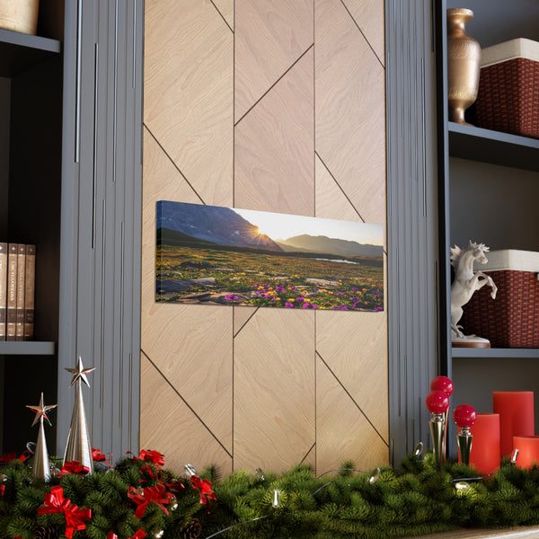 Mountain Sun Flowers Canvas Wall Art Gallery Wrap 36" x 12"