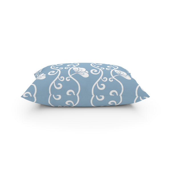 Curvy White Vine on Soft Blue Broadcloth Pillow 4 Sizes Square and 1 Lumbar Size, Home Decor, Pillows, Throw Pillow