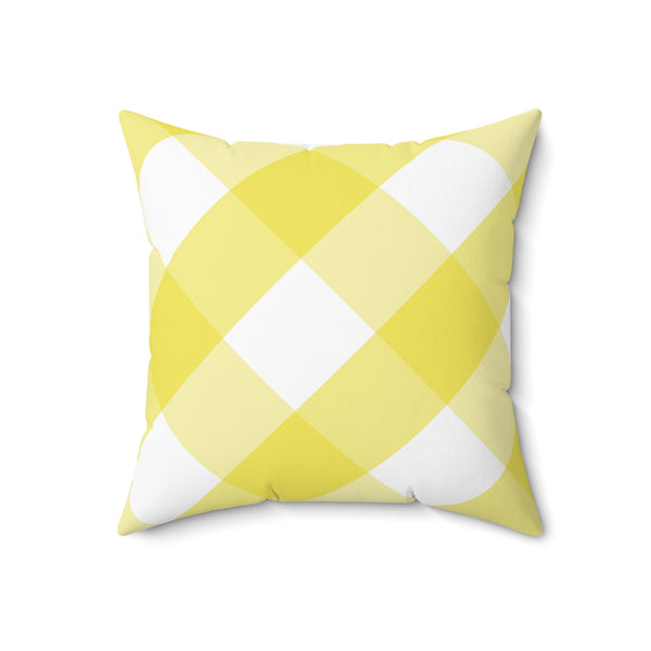 Gingham Yellow And White Check Spun Polyester Square Pillow in 4 Sizes, Home Decor, Throw Pillow