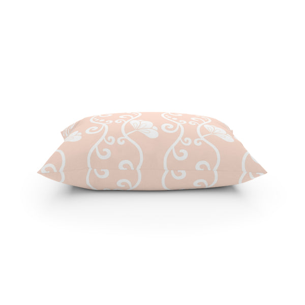 Curvy White Vine on Blush Pink Broadcloth Pillow 4 Sizes Square and 1 Lumbar Size, Home Decor, Pillows, Throw Pillow
