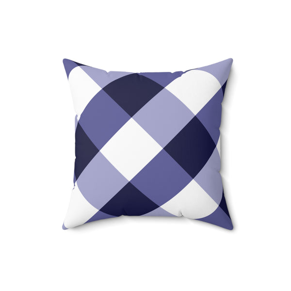 Gingham Blueberry And White Check Spun Polyester Square Pillow in 4 Sizes, Home Decor, Throw Pillow