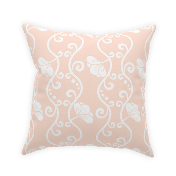 Curvy White Vine on Blush Pink Broadcloth Pillow 4 Sizes Square and 1 Lumbar Size, Home Decor, Pillows, Throw Pillow