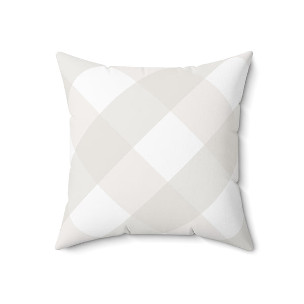 Gingham Cream And White Check Spun Polyester Square Pillow in 4 Sizes, Home Decor, Throw Pillow