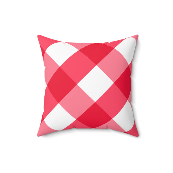 Gingham Red And White Check Spun Polyester Square Pillow in 4 Sizes, Home Decor, Throw Pillow