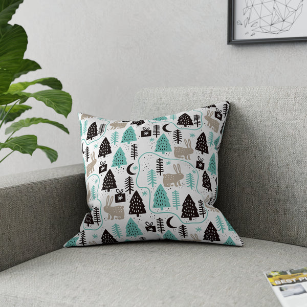 Rabbits In The Trees Holiday Design Broadcloth Pillow 4 Sizes Square and 1 Lumbar Size, Home Decor, Pillows