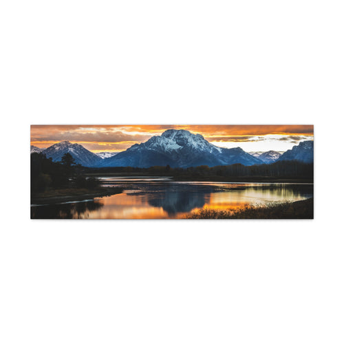 Grand Tetons Mount Moran Wyoming Canvas Wall Art Gallery Wrap 36" x 12"