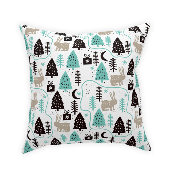 Rabbits In The Trees Holiday Design Broadcloth Pillow 4 Sizes Square and 1 Lumbar Size, Home Decor, Pillows