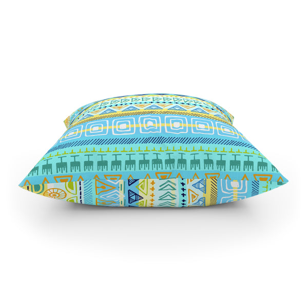 Hip Print Original Turquoise Yellow Blue Broadcloth Pillow 4 Sizes Square and 1 Lumbar Size, Home Decor, Pillows