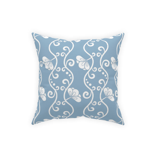 Curvy White Vine on Soft Blue Broadcloth Pillow 4 Sizes Square and 1 Lumbar Size, Home Decor, Pillows, Throw Pillow