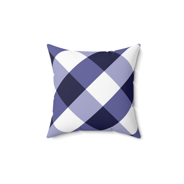 Gingham Blueberry And White Check Spun Polyester Square Pillow in 4 Sizes, Home Decor, Throw Pillow