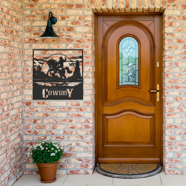 American Cowboy Bucking Bronco Metal Sign Steel Powder Coated Sign 5 Colors