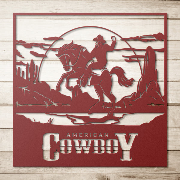 American Cowboy Bucking Bronco Metal Sign Steel Powder Coated Sign 5 Colors