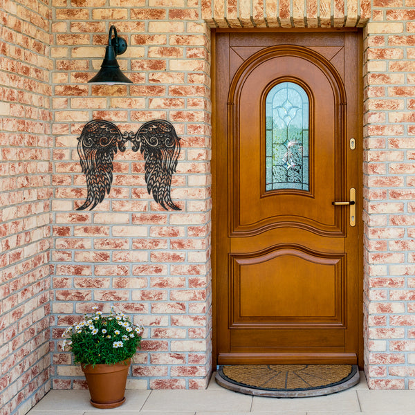 Angel Wings Boho Style Custom Metal Sign Powder Coated Steel Sign 5 Colors