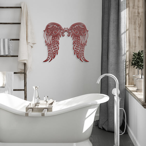 Angel Wings Boho Style Custom Metal Sign Powder Coated Steel Sign 5 Colors