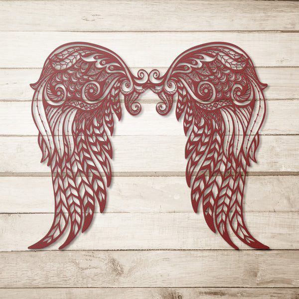 Angel Wings Boho Style Custom Metal Sign Powder Coated Steel Sign 5 Colors