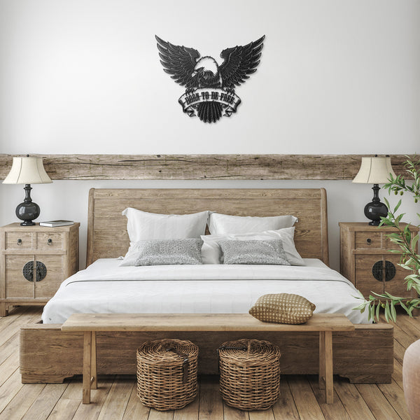 Bald Eagle Born To Be Free Custom Metal Sign Powder Coated Steel Sign 5 Colors