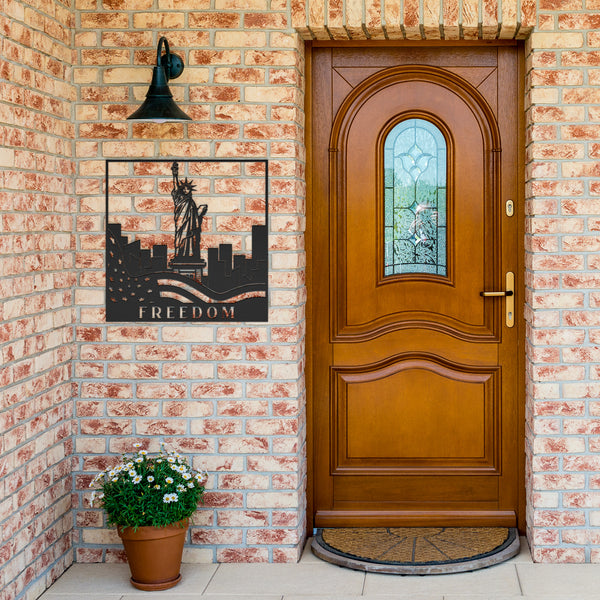 Freedom Statue of Liberty Custom Metal Sign Powder Coated Steel 5 Colors