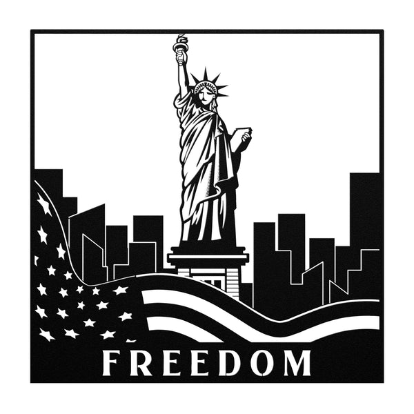 Freedom Statue of Liberty Custom Metal Sign Powder Coated Steel 5 Colors
