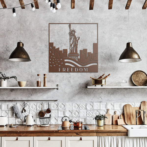 Freedom Statue of Liberty Custom Metal Sign Powder Coated Steel 5 Colors