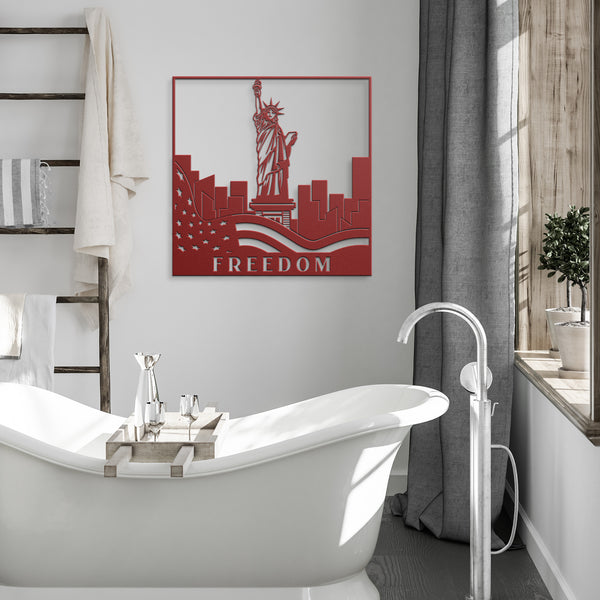 Freedom Statue of Liberty Custom Metal Sign Powder Coated Steel 5 Colors