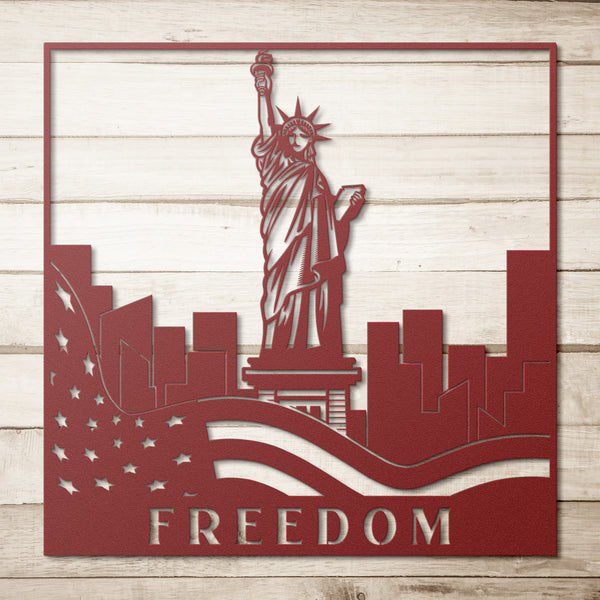 Freedom Statue of Liberty Custom Metal Sign Powder Coated Steel 5 Colors