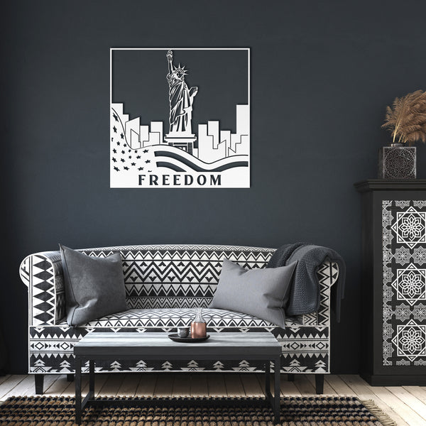 Freedom Statue of Liberty Custom Metal Sign Powder Coated Steel 5 Colors