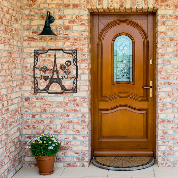 I Love Paris Eiffel Tower Custom Metal Sign Powder Coated Steel 5 Colors