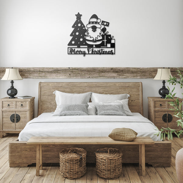 Merry Christmas Santa Delivering Packages Sign Steel Powder Coated Sign 5 Colors